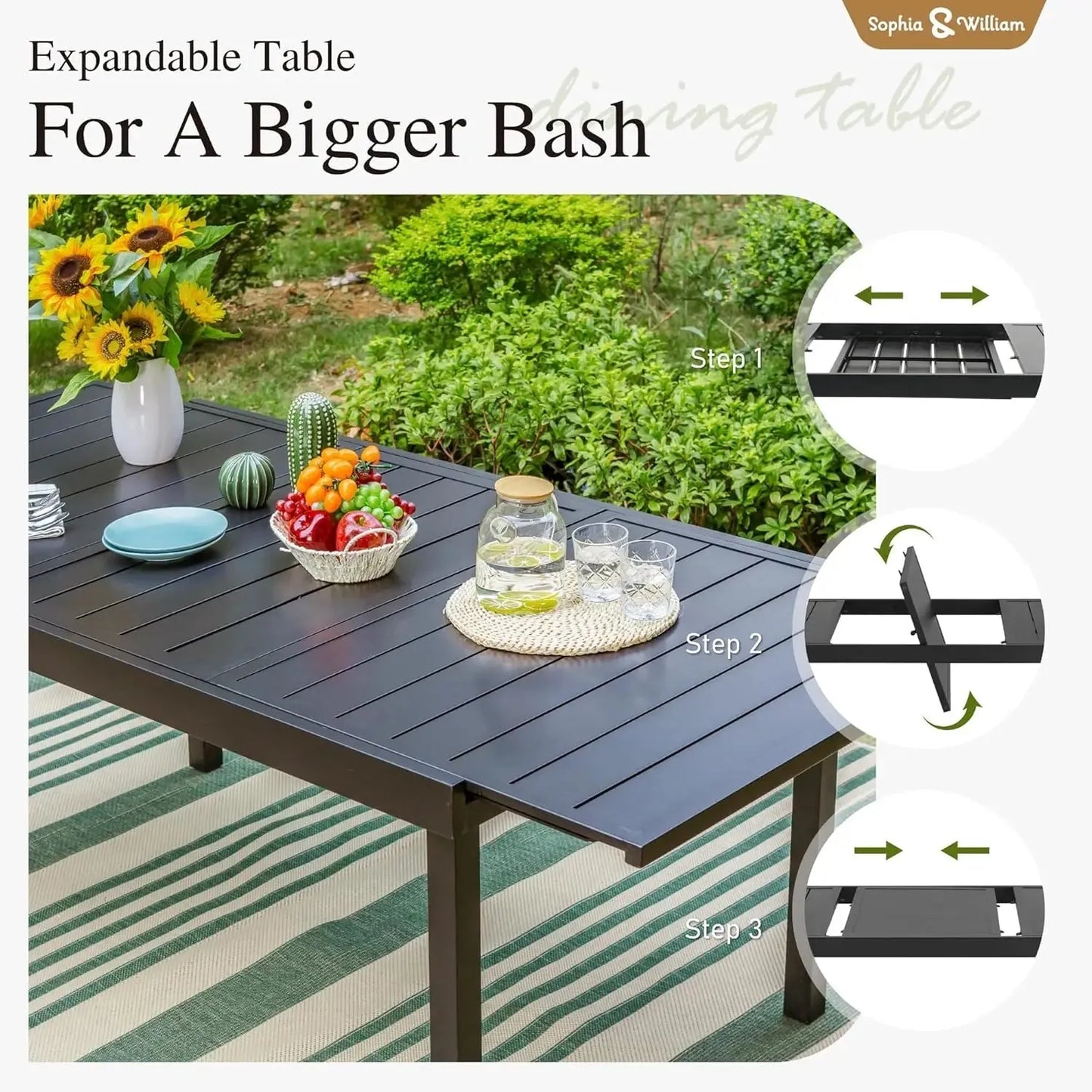 Outdoor Dining set Patio Dining sets Patio Table and Chairs set 9 Pieces Outdoor Dining Table for 8 with Swivel Patio Chairs - Home Fusion