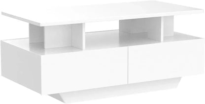 YITAHOME LED Coffee Table with Storage, High Glossy LED Coffee Tables for Living Room, Small Center Table with Open Display Shel - Home Fusion