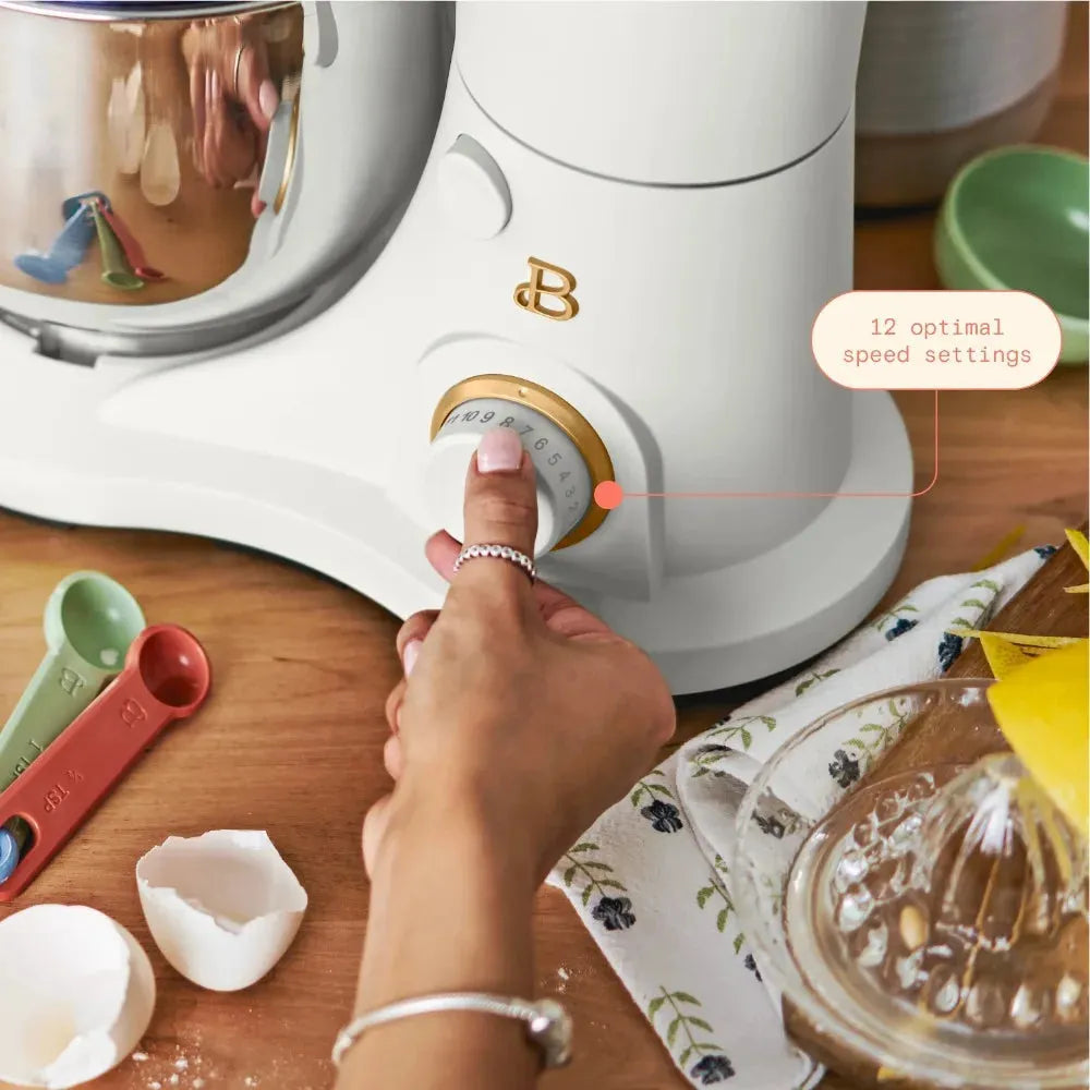 Beautiful 3.5 Qt Stand Mixer, Lightweight & Powerful with Tilt-Head, White Icing - Home Fusion