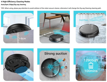ZCWA Robot Vacuum Cleaner Auto Charging 6000Pa Power App Control Water Tank Wet Mopping Robot Vacuum Cleaner Electric Sweeper - Home Fusion
