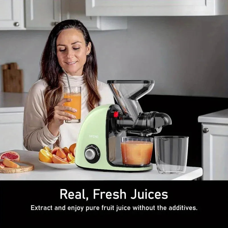 2nd Edition Cold Press Juicer, SiFENE Slow Masticating Juicer Machines for Fruit & Vegetable, Juice Maker Extractor with Dual Mo - Home Fusion