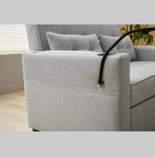 Futon Chair Bed Convertible Chair 3 In  1 Pull Out Sleeper Chair Beds With USB Ports,Wear  Resistant And Anti Scratch, Armchair Bed Sleeper For Living Room White