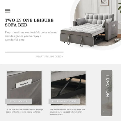 Convertible Sleeper Sofa Bed | Modern Pullout Couch with Adjustable Backrest | Loveseat Futon - Home Fusion