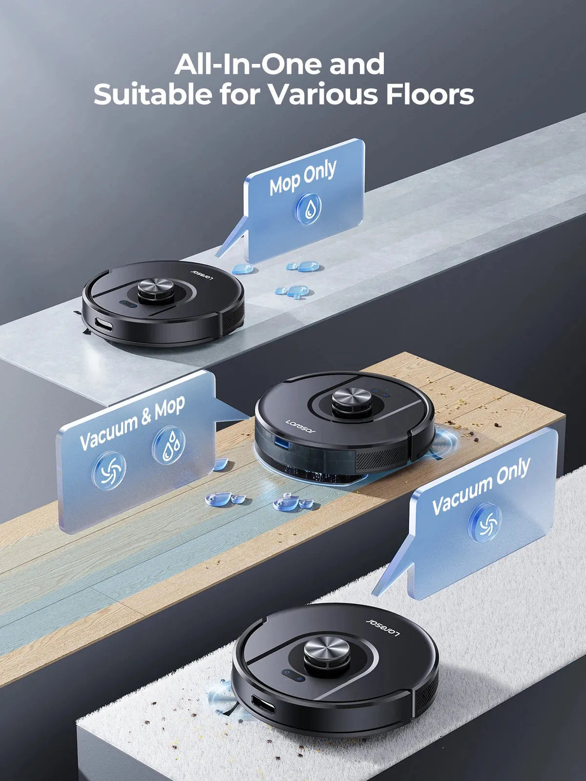 Laresar 01 Robot Vacuum Cleaner Mop LDS Lidar Navigation 5000Pa Smart Planned Mapping Home Floor Washing Carpet Pet Hair Clean - Home Fusion