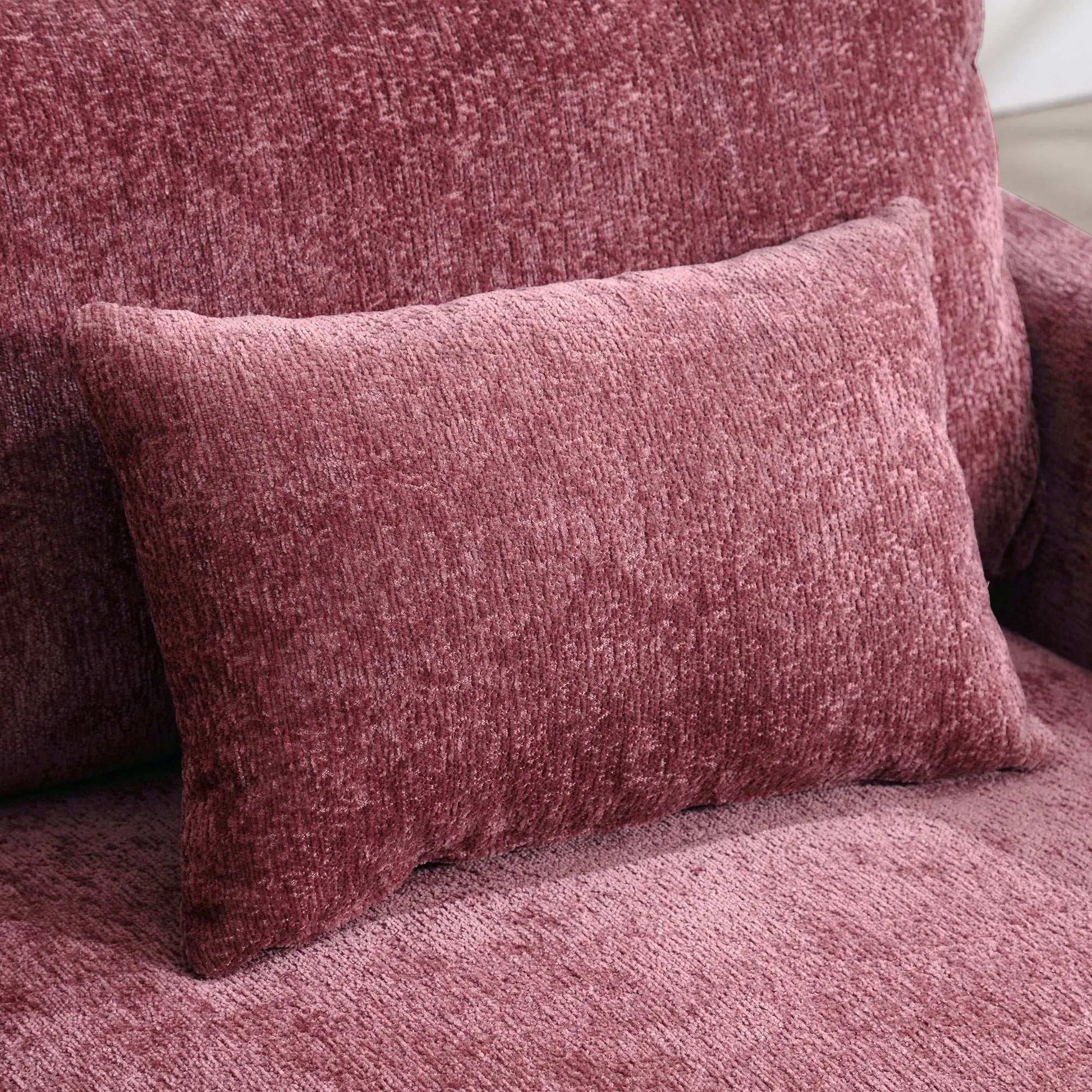 COOLMORE Wood Frame Armchair,  Modern Accent Chair Lounge Chair for Living Room,Tufted Club Chair, Mid Century Modern Arm Chairs with Studded, Solid Wood Frame, for Bedroom, Reading(Wine red Chenille) - Home Fusion