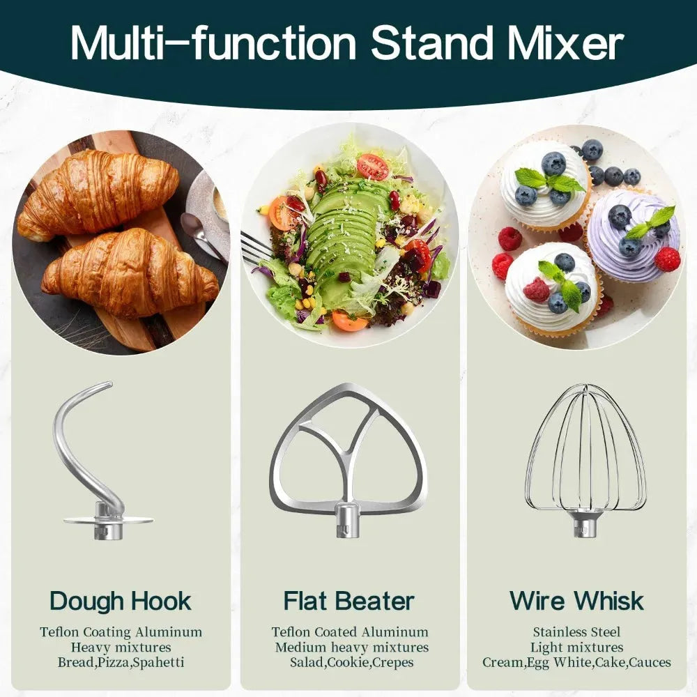 9.5 Qt. Stand Mixer, 660W 10-Speed Electric Kitchen Mixer with Flat Beaters. - Home Fusion