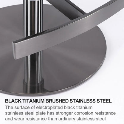 Black Titanium Stainless Steel Bar Stools,Grade Modern Leather Bar Chair with Backrest,Swivel Adjustable Height for Kitchen Counter and Dining Room (Grey 1pc) - Home Fusion