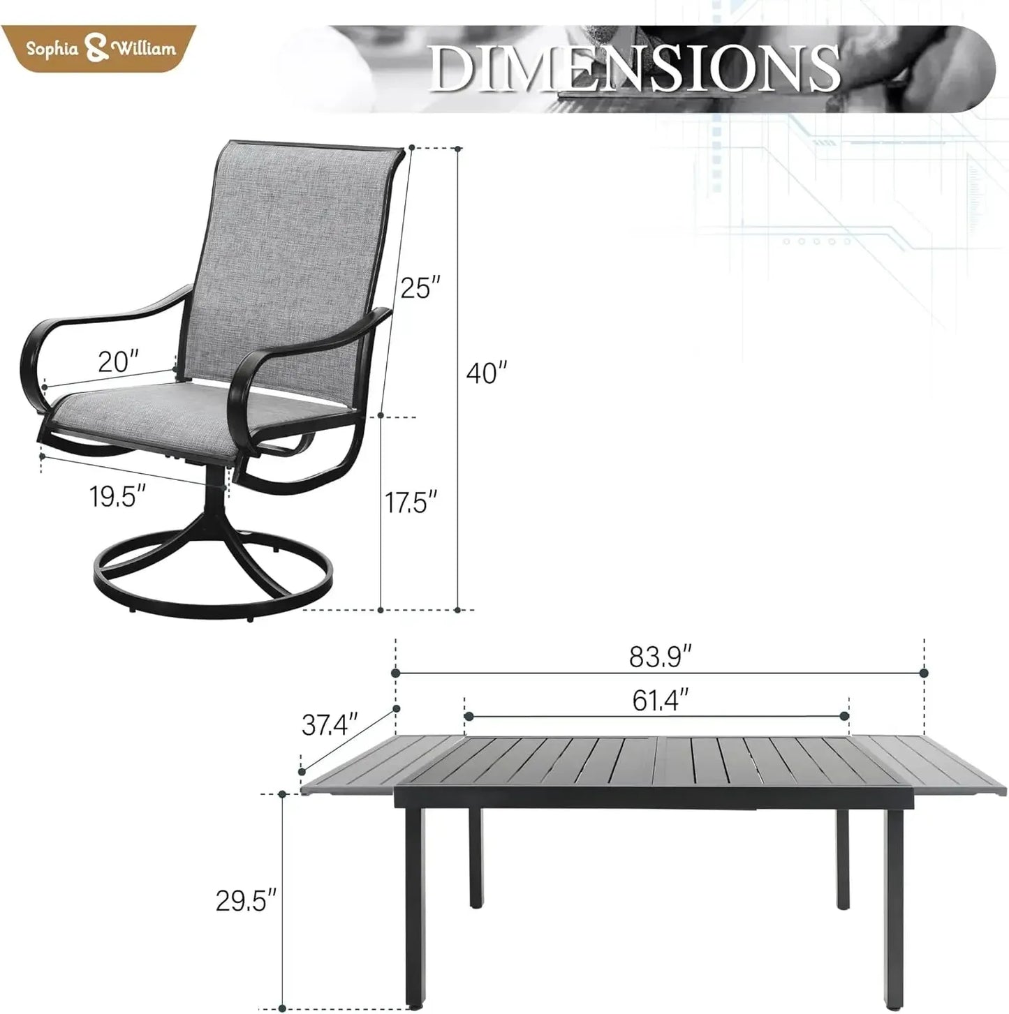 Outdoor Dining set Patio Dining sets Patio Table and Chairs set 9 Pieces Outdoor Dining Table for 8 with Swivel Patio Chairs - Home Fusion
