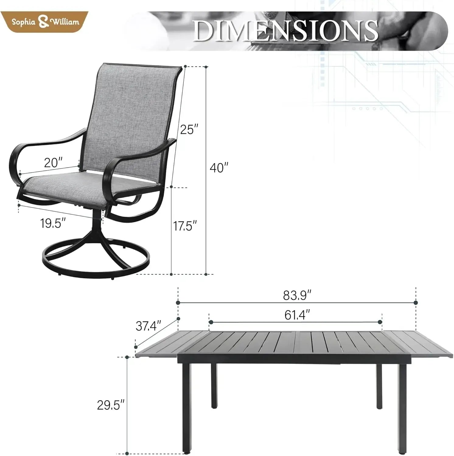 Outdoor Dining set Patio Dining sets Patio Table and Chairs set 9 Pieces Outdoor Dining Table for 8 with Swivel Patio Chairs - Home Fusion