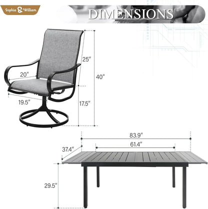Outdoor Dining set Patio Dining sets Patio Table and Chairs set 9 Pieces Outdoor Dining Table for 8 with Swivel Patio Chairs - Home Fusion