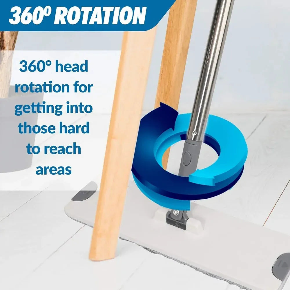 X3 Mop, Separates Dirty and Clean Water, 3-Chamber Design, Flat Mop and Bucket Set, Hands Free Home Floor Cleaning - Home Fusion