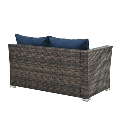4 Set Wicker Furniture With Tempered Glass Coffee Table - Home Fusion