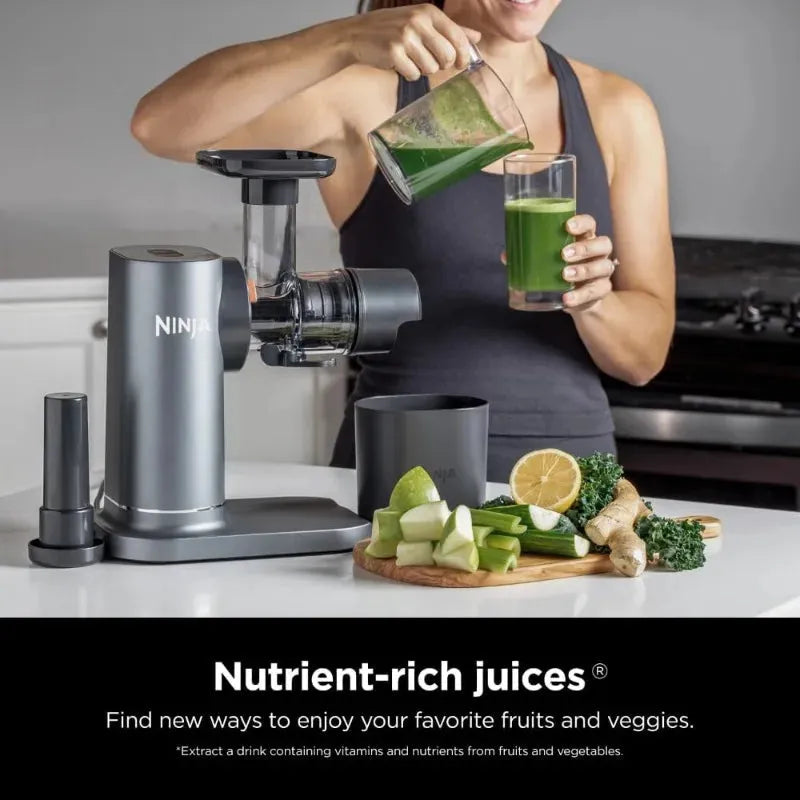 Ninja JC151 NeverClog Cold Press Juicer, Powerful Slow Juicer with Total Pulp Control, Countertop, Electric, 2 Pulp Functions - Home Fusion