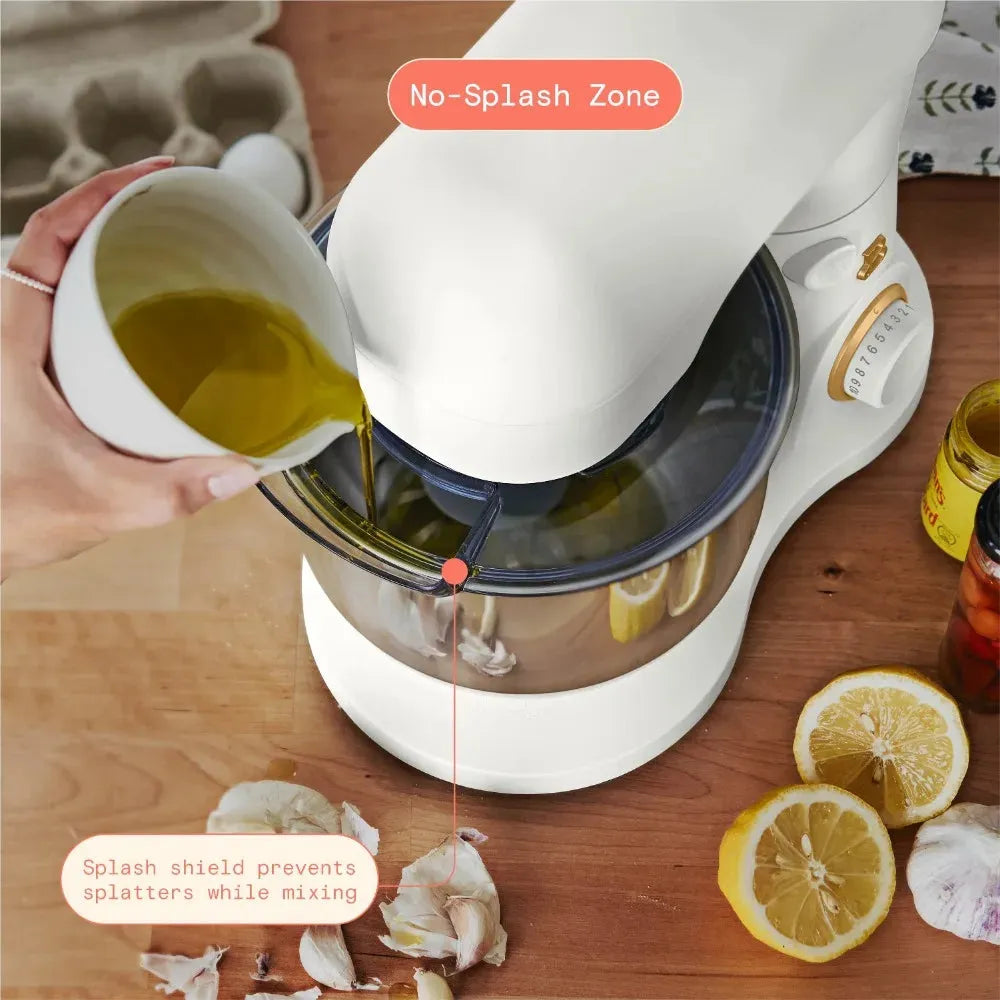 Beautiful 3.5 Qt Stand Mixer, Lightweight & Powerful with Tilt-Head, White Icing - Home Fusion