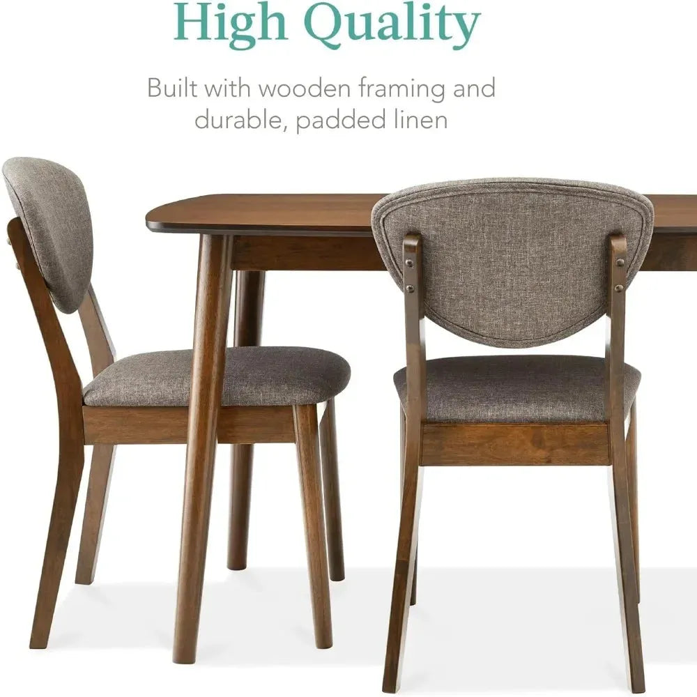 Dining Set Apartment w/ 4 Chairs, Padded Seats & Backrests, Wooden Frame,Compact Mid-Century Modern Table & Chair Set - Home Fusion