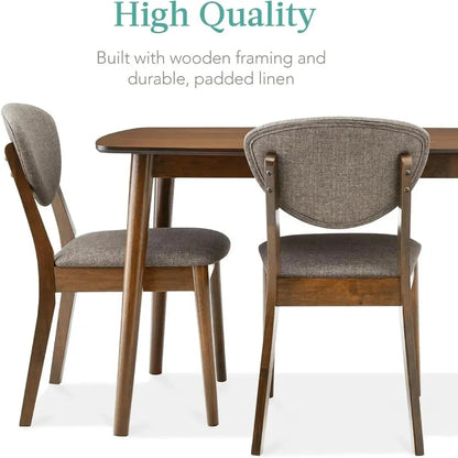Dining Set Apartment w/ 4 Chairs, Padded Seats & Backrests, Wooden Frame,Compact Mid-Century Modern Table & Chair Set - Home Fusion