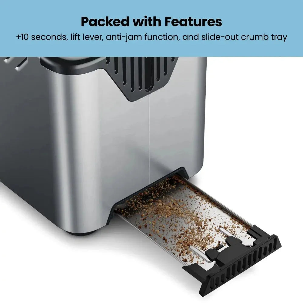 Smart Touch 2 Slice Digital Toaster, 6 Shade Settings, Stainless Steel, Removable Crumb Tray - Home Fusion