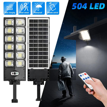 504 LED Powerful Solar Lights Outdoor Motion Sensor External Waterproof Street Light
