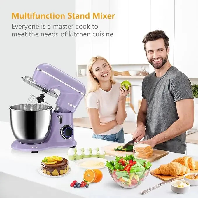 3-IN-1 Electric Stand Mixer Set 660W 10-Speed with Pulse Button 6.5QT Bowl Dough - Home Fusion