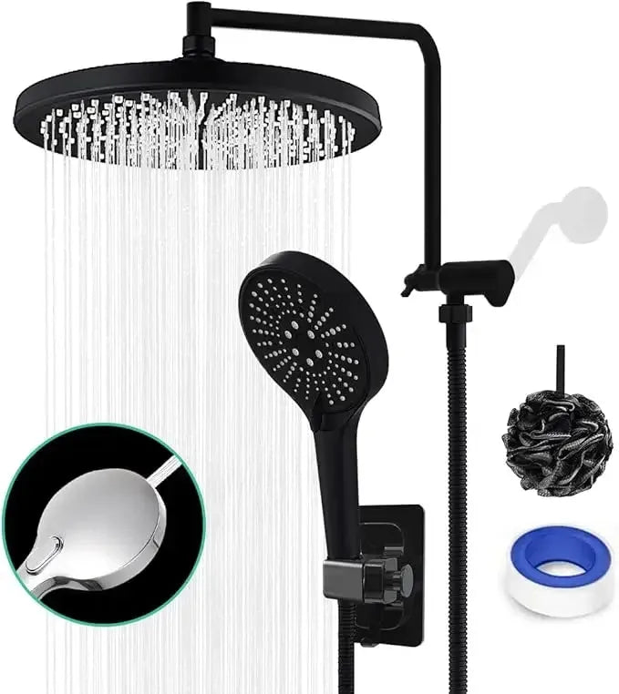 12 Inch Shower Head with Handheld Spray, 4 Sets of High-pressure Shower Heads with Handheld Spray - Home Fusion