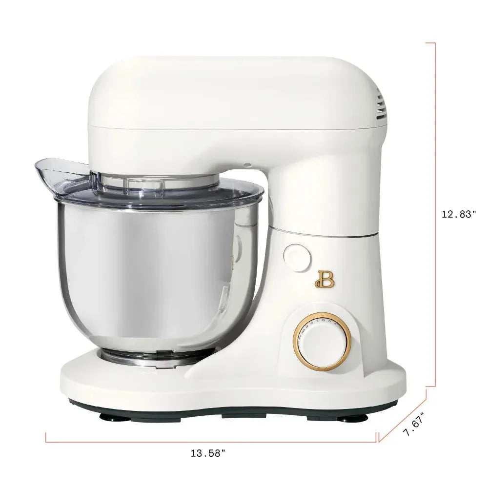 Beautiful 3.5 Qt Stand Mixer, Lightweight & Powerful with Tilt-Head, White Icing - Home Fusion