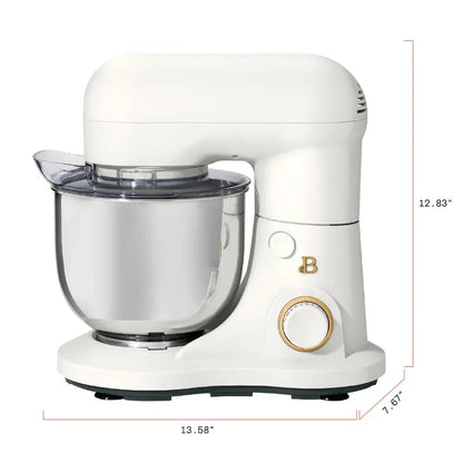 Beautiful 3.5 Qt Stand Mixer, Lightweight & Powerful with Tilt-Head, White Icing - Home Fusion