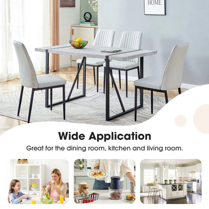 Dining Chairs Set of 4, Comfortable Upholstered Seat with Metal Legs, Curved Backrest Kitchen Chair for Living, Bedroom, Restaurant, Easy Assemble, Gray - Home Fusion
