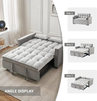 Convertible Sleeper Sofa Bed | Modern Pullout Couch with Adjustable Backrest | Loveseat Futon - Home Fusion