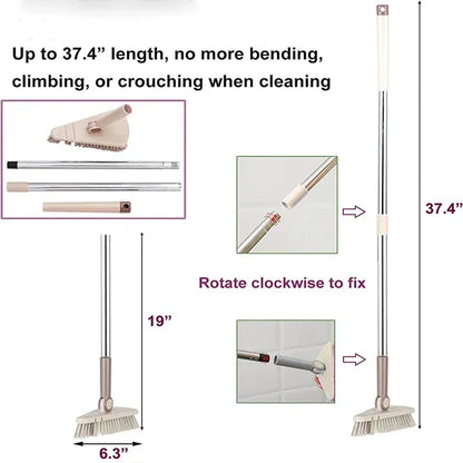 Floor Scrub Brush Cleaning Long Handle Kitchen Bathroom Gap Tools Removable Toilet Rotating Mop Bristles for Tile Ceramic Brush - Home Fusion