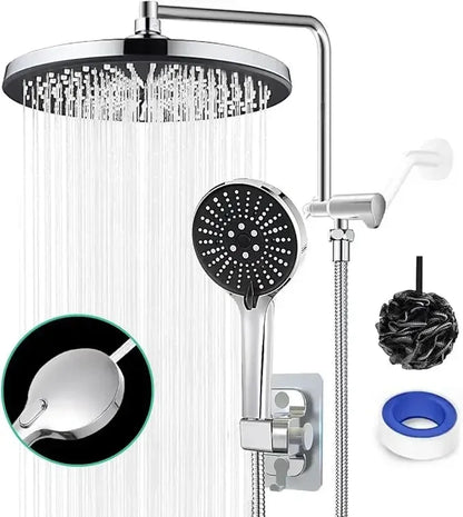 12 Inch Shower Head with Handheld Spray, 4 Sets of High-pressure Shower Heads with Handheld Spray - Home Fusion
