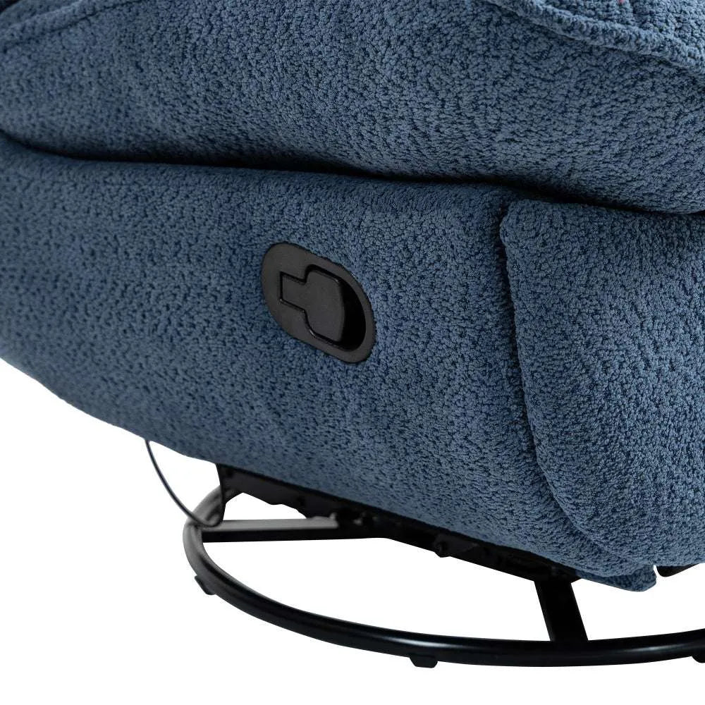 360° Swivel Recliner Adjustable Chair Chenille Glider Swivel Reclining Sofa Chair with Black Metal Round Base - Gray