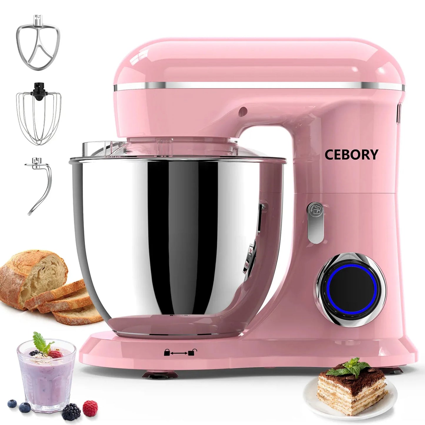 3-IN-1 Electric Stand Mixer Set 660W 10-Speed with Pulse Button 6.5QT Bowl Dough - Home Fusion
