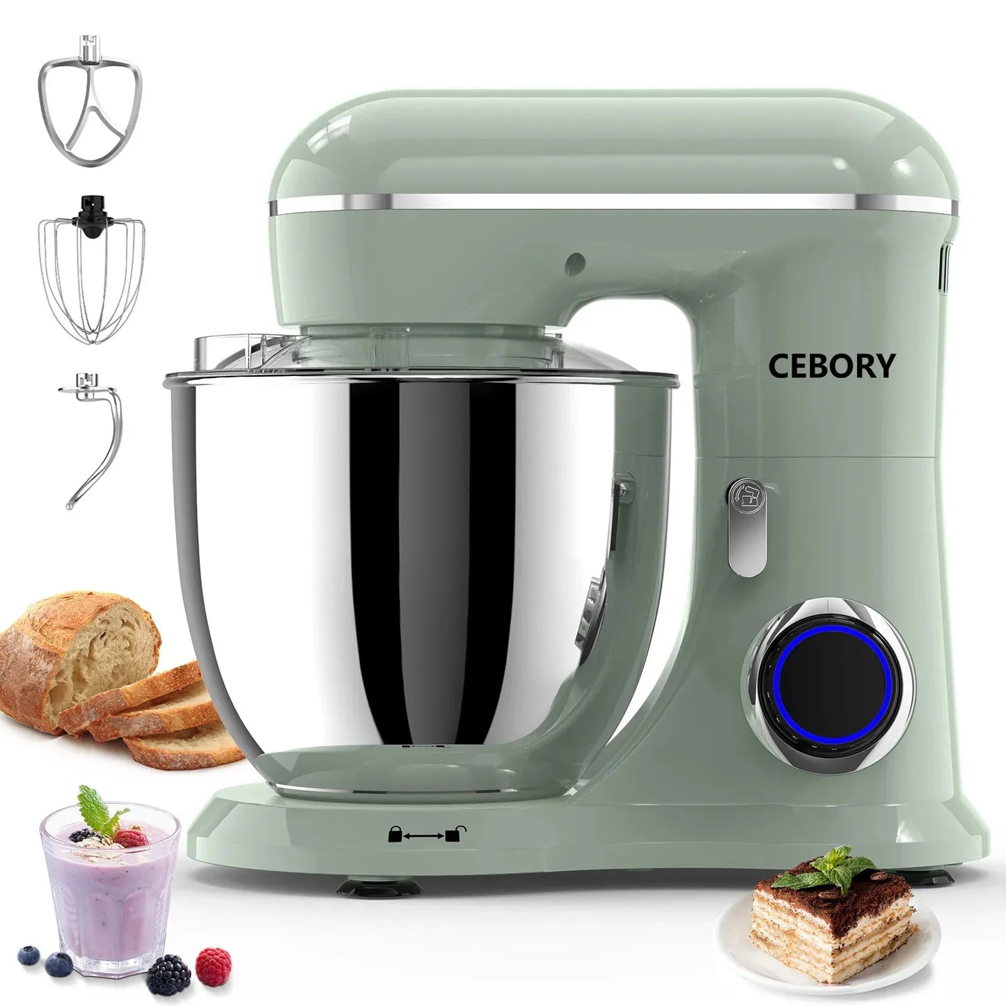 3-IN-1 Electric Stand Mixer Set 660W 10-Speed with Pulse Button 6.5QT Bowl Dough - Home Fusion