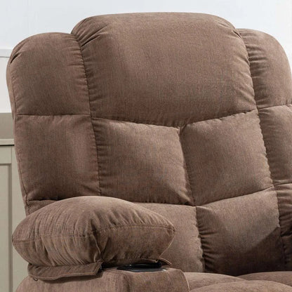 Massage Rocker Recliner Chair Rocking Chairs for Adults Oversized with 2 Cup Holders, USB Charge Port Soft Features a Manual Massage and Heat.(A+B)BROWN - Home Fusion