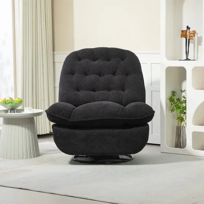 360° Swivel Recliner Adjustable Chair Chenille Glider Swivel Reclining Sofa Chair with Black Metal Round Base - Gray