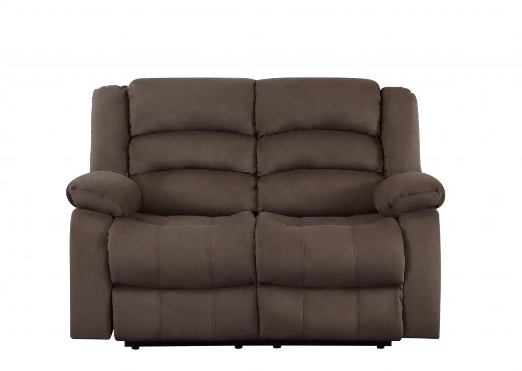 75" Brown Faux Leather Manual Reclining Love Seat With Storage - Home Fusion