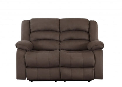 75" Brown Faux Leather Manual Reclining Love Seat With Storage - Home Fusion