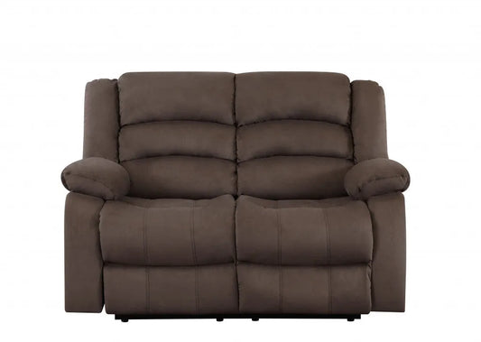 75" Brown Faux Leather Manual Reclining Love Seat With Storage - Home Fusion
