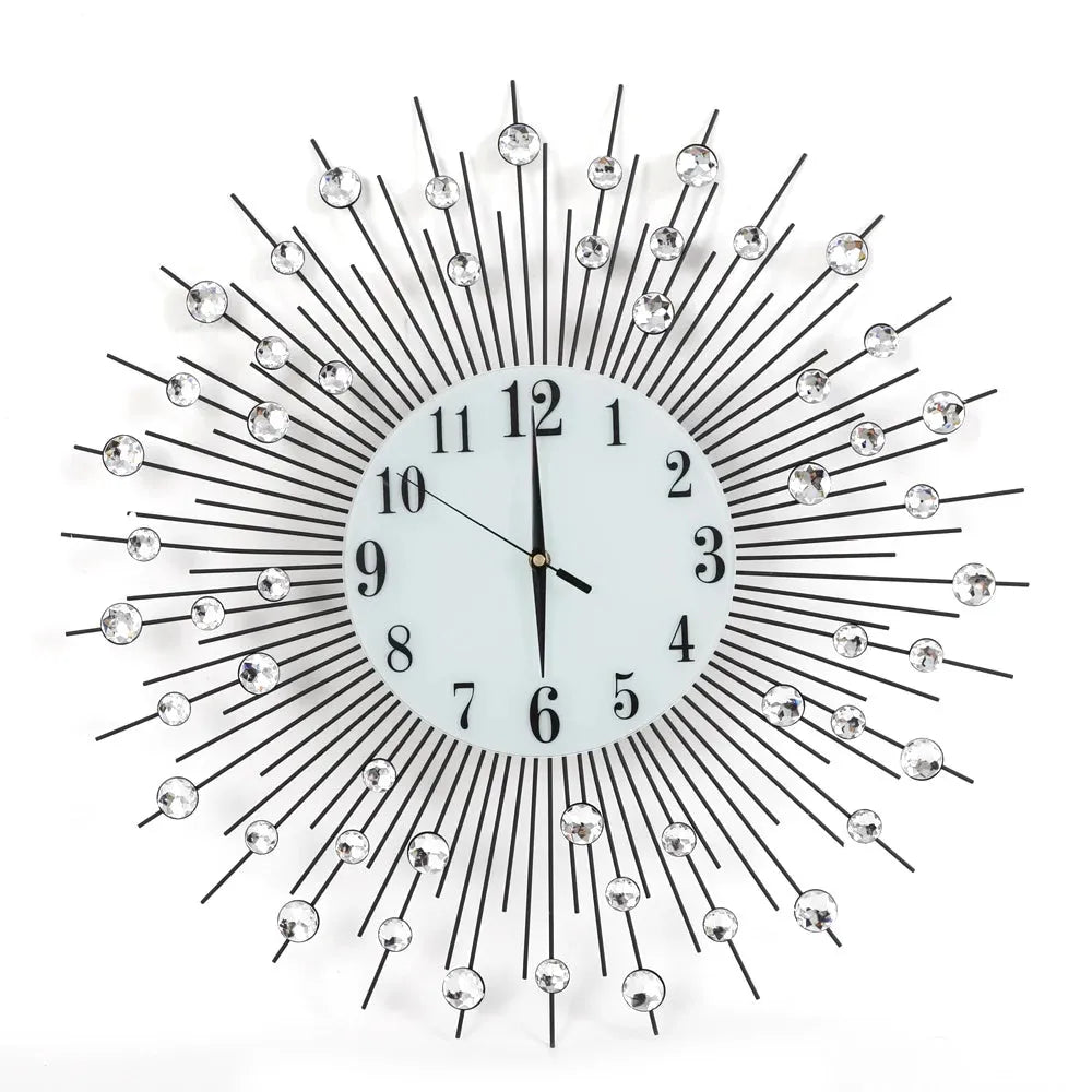 3D Crystal Wall Clock Modern Luxury Diamond Dispersion Silver Design Clock Creative Home Decor for Living Room - Home Fusion