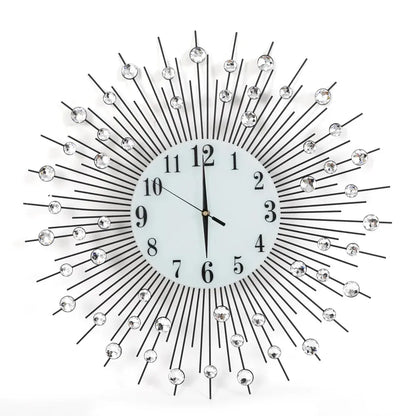 3D Crystal Wall Clock Modern Luxury Diamond Dispersion Silver Design Clock Creative Home Decor for Living Room - Home Fusion