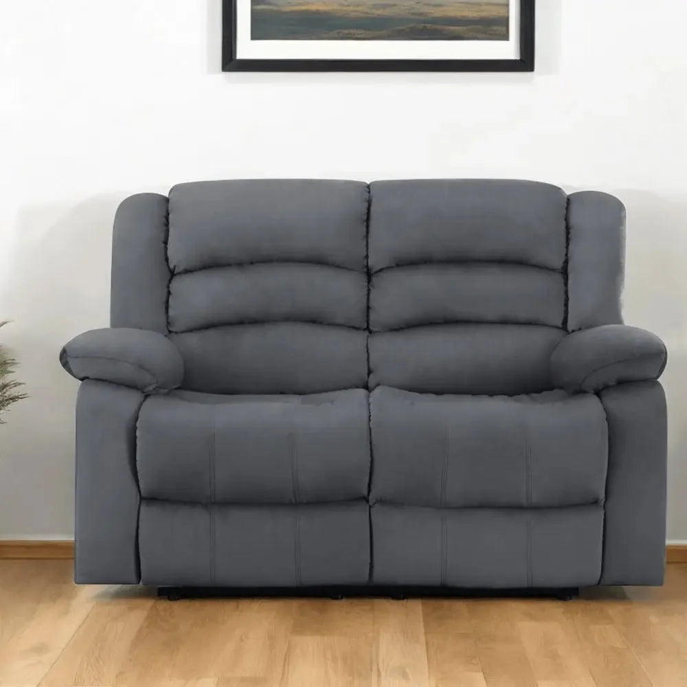 60" Gray Microfiber Manual Reclining Loveseat - Home Fusion