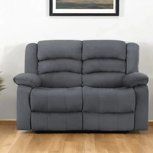 60" Gray Microfiber Manual Reclining Loveseat - Home Fusion