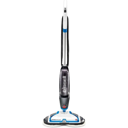 Lightweight SpinWave Hard Floor Spin Mop, with  Soft-Touch Pads, 2 Scrubby Pads, Easy to Maneuver On-Demand Spray, White/Black - Home Fusion