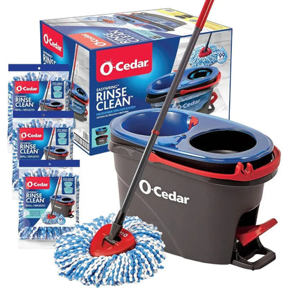 EasyWring RinseClean Microfiber Spin Mop & Bucket Floor Cleaning System with 3 Extra Refills, Grey