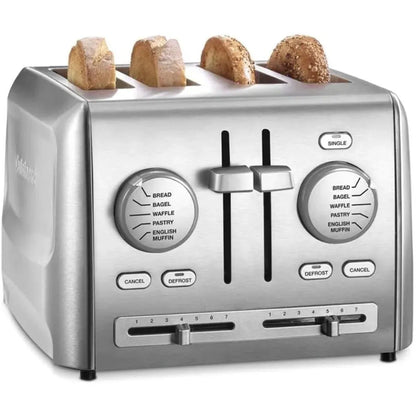 4-Slice Custom Select Toaster Stainless Steel Toaster for Bread Toast Machine Cooking Appliances Kitchen Home - Home Fusion