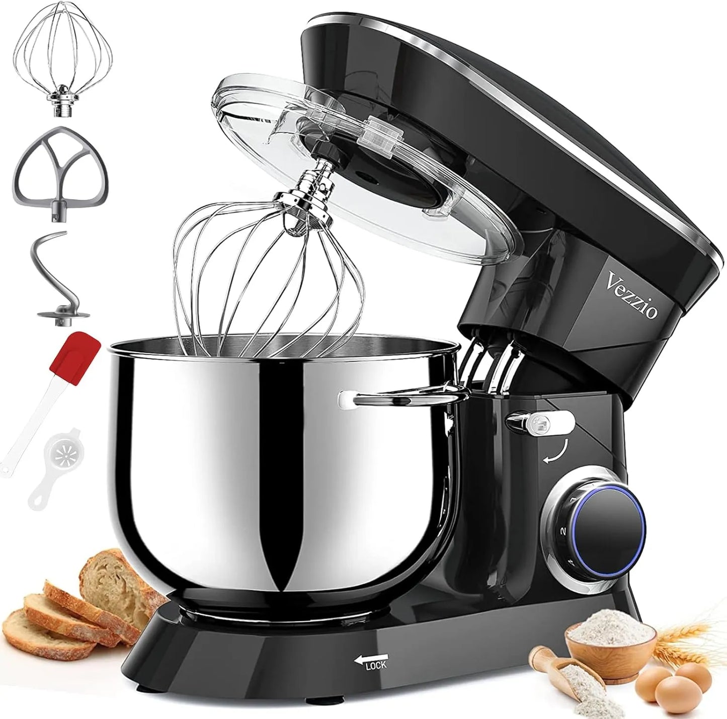 9.5 Qt Stand Mixer, 10-Speed Tilt-Head Food Mixer,  660W Kitchen Electric Mixer with Stainless Steel Bowl, Dishwasher-Safe Attachments for Most Home Cooks(Silver) - Home Fusion