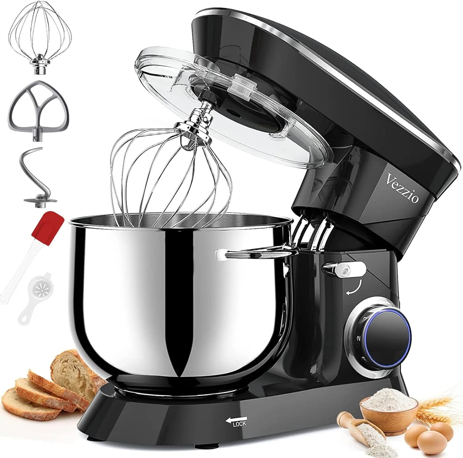 9.5 Qt Stand Mixer, 10-Speed Tilt-Head Food Mixer,  660W Kitchen Electric Mixer with Stainless Steel Bowl, Dishwasher-Safe Attachments for Most Home Cooks(Silver) - Home Fusion