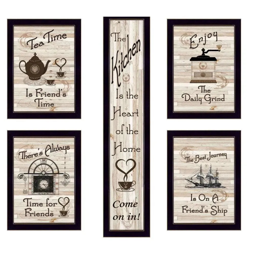 “Kitchen Friendship Collection” 5-Piece Vignette by Millwork Engineering, Black Frame - Home Fusion