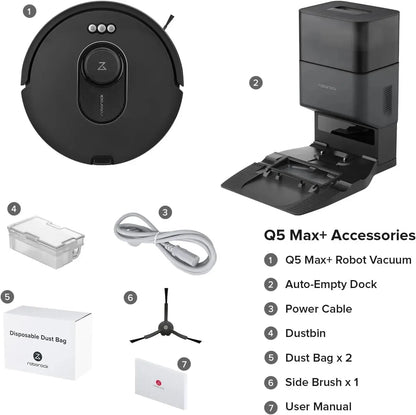 Roborock Q5 Max+ Robot Vacuum with Self-Empty Dock – Hands-Free Home Cleaning - Home Fusion