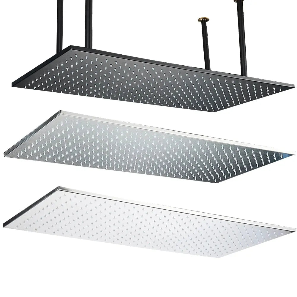 Rozin LED Matte Black Shower Head 40*80cm Large Size Rainfall Shower Heads  Ceiling Mounted with Installation Arm for Bathroom - Home Fusion